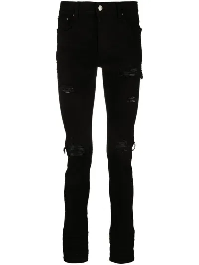 Amiri Distressed Skinny-cut Jeans In Nero