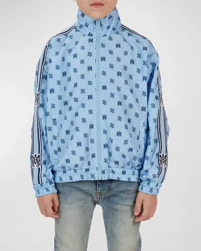 Amiri Kid's Logo & Paisley-print Windbreaker In Cerulean