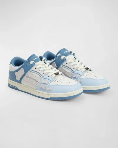 Amiri Kids' Skel Top Two-tone Leather Low-top Trainers Pale Blue