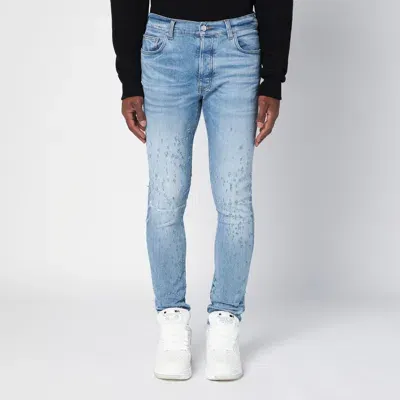 Amiri Light Blue Washed Skinny Jeans With Wear