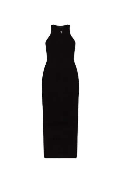 Amiri Logo Plaque Sleeveless Midi Dress In Black