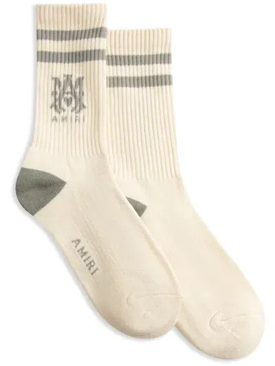 Amiri Ma Stripe Logo-intarsia Socks In Made Of Cotton And Polyester Blend