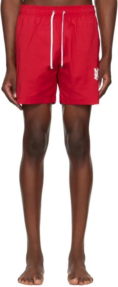 Amiri Ma Core-print Swim Shorts In Red