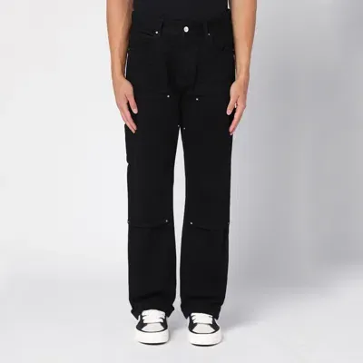 Amiri Straight Jeans With Rips Antique Indigo In Schwarz