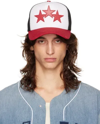 Amiri White & Red 3 Star Trucker Cap