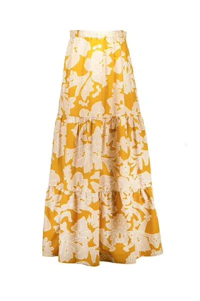 Amotea Charlotte In Flowered Ochre Cotton