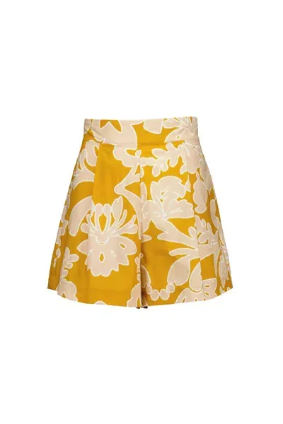 Amotea Guia In Flowered Ochre Cotton In Yellow