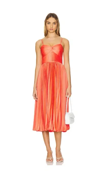 Amur Krisley Pleated Midi Dress In Spicy Coral