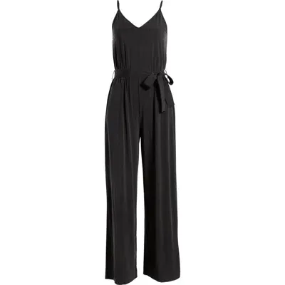 & Other Stories Belted Wide Leg Jumpsuit In Black Dark