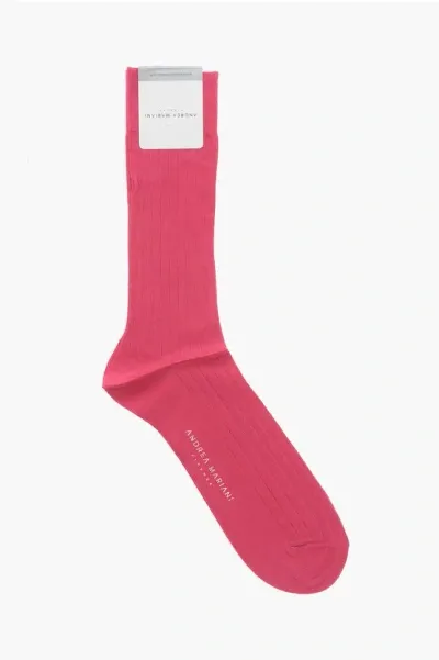 Andrea Mariani Ribbed Cotton Blend Socks In Pink