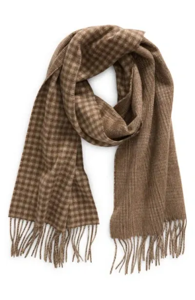 Andrew Stewart Gingham Plaid Cashmere Scarf In Beige