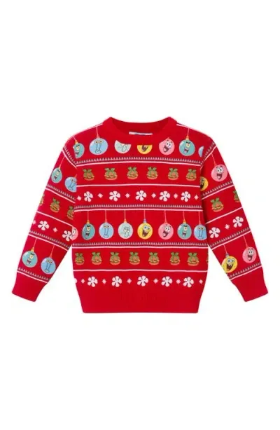 Andy & Evan Kids' Holiday Spongebob® Print Cotton Sweater In Red