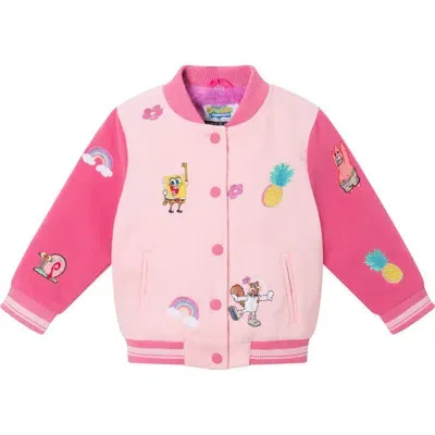 Andy & Evan Kids' Spongebob® Embroidered Colorblock Bomber Jacket In Pink