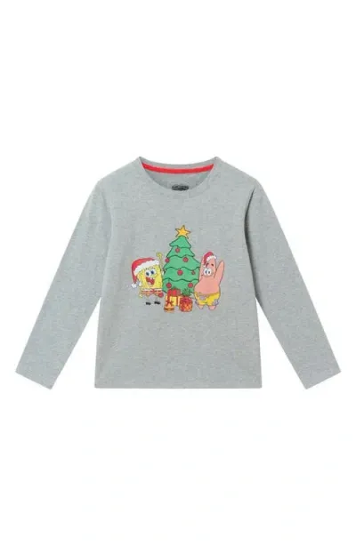 Andy & Evan Kids' Spongebob Squarepants™ Christmas Graphic T-shirt In Grey