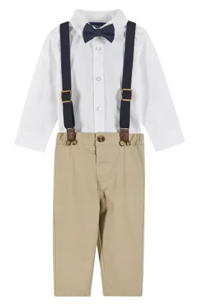 Andy & Evan Babies'  Button-up Shirt, Suspenders, Pants & Bow Tie Set In White