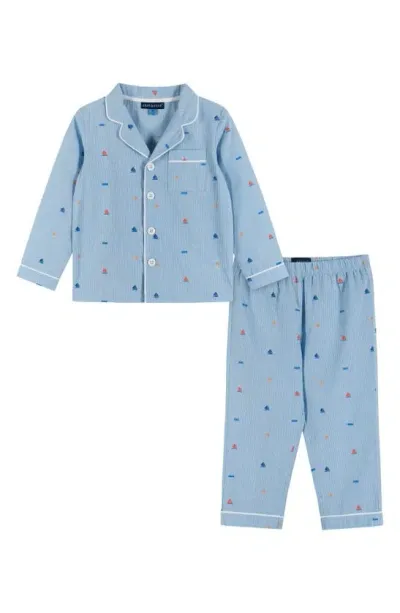 Andy & Evan Kids' Little Boy's & Boy's 2-piece Striped Sailboat Pajamas Set In Blue