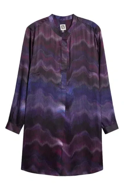 Anne Klein Abstract Print Tunic Top In Deep Plum Multi