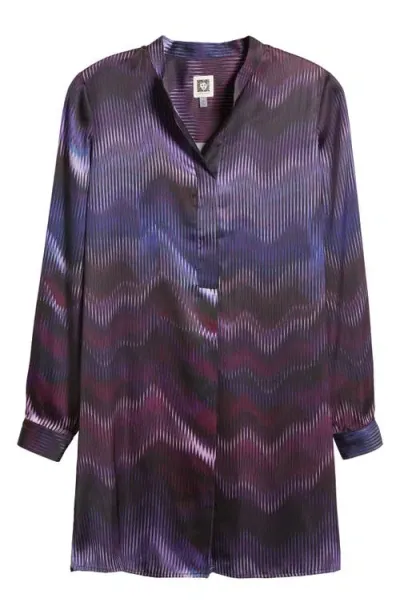 Anne Klein Abstract Print Tunic Top In Deep Plum