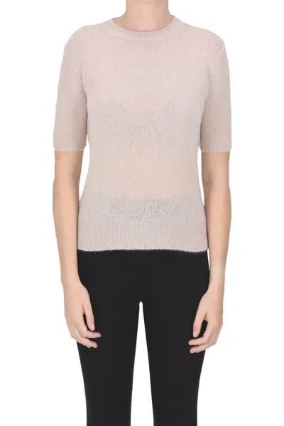 Anneclaire Short Sleeves Pullover In Beige