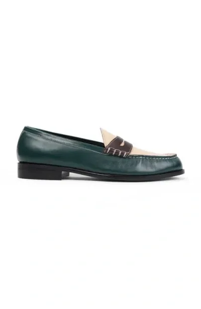 Anthony Veer Como Penny Loafer In Dark Green Brown