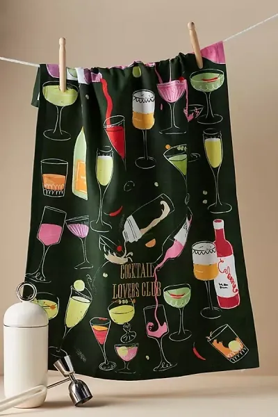 Anthropologie Cocktail Club Cotton Tea Towel In Multi