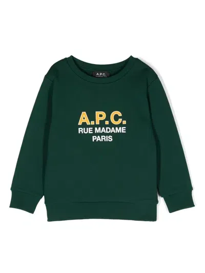 Apc Kids' Logo-patch Cotton Sweatshirt In Green