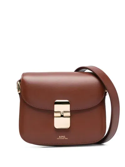 Apc Grace Leather Cross Body Bag In Brown