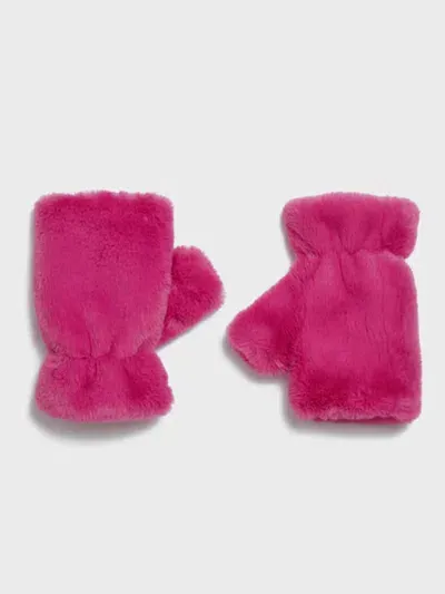 Apparis Faux-fur Fingerless Gloves In Pink