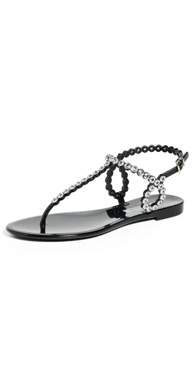 Aquazzura Almost Bare Crystal Jelly Slingback Sandals In Black