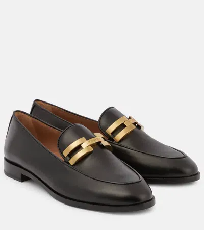 Aquazzura Brandi Leather Loafers In 000 Black Black