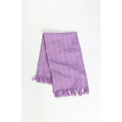 Archive New York Chiapas Plaid Handwoven Cotton Kitchen Towel In Lilac