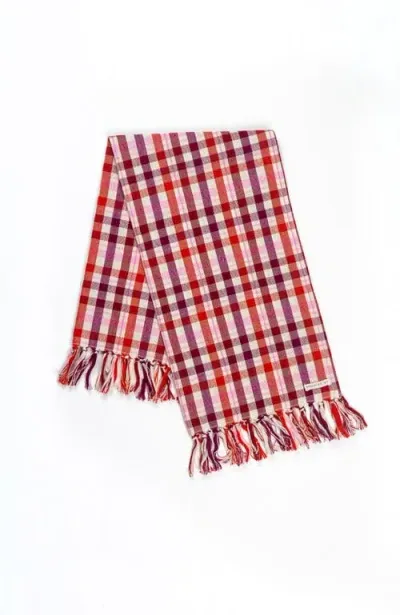 Archive New York Festive Handwoven Plaid Cotton Kitchen Towel In Red