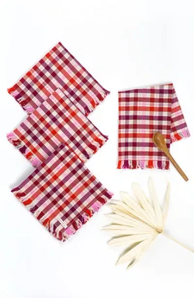 Archive New York Noel Red Plaid Cotton Party Napkins, Set Of 4