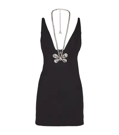 Area Nyc Crystal Butterfly Mini Dress In Black