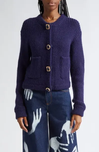 Area Statement Button Cardigan In Blue