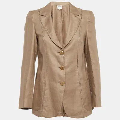 Pre-owned Armani Collezioni Brown Linen Single Breasted Blazer M