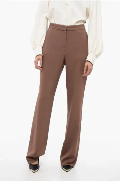 Armani Collezioni Eco Rayon Pants With Straight-fit In Brown