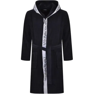 Armani Collezioni Emporio Armani Hooded Dressing Gown Navy