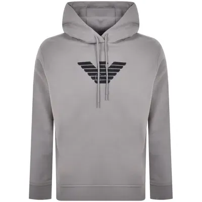 Armani Collezioni Emporio Armani Logo Hoodie Grey