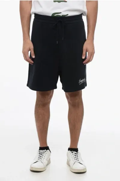 Armani Collezioni Emporio Cotton Shorts With Embroidered Logo In Black