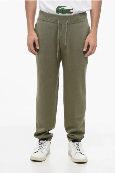 Armani Collezioni Emporio Knitted Sweatpants With Flush Pockets In Green