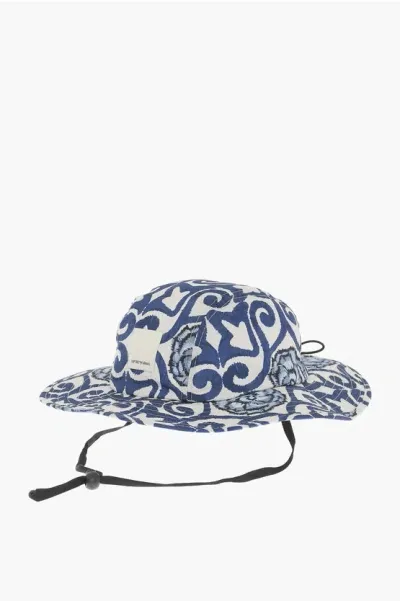 Armani Collezioni Emporio Patterned Panama Hat In Blue