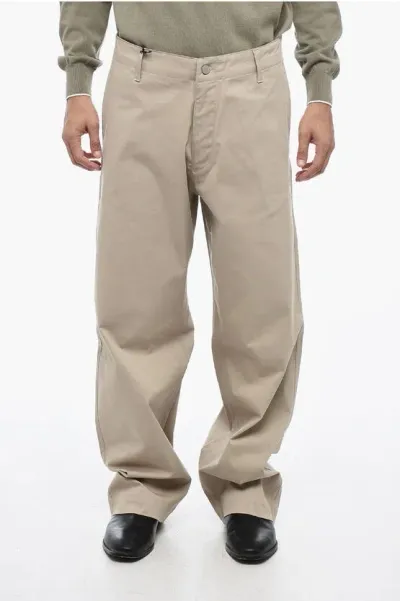 Armani Collezioni Emporio Stretchy Cotton Wide-leg Pants In Brown