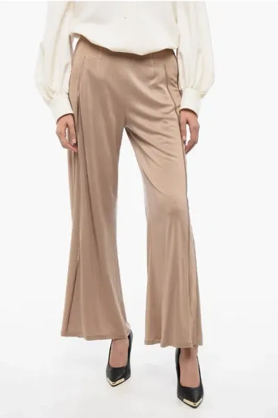 Armani Collezioni Emporio Stretchy Wide-leg Pants With Contrasting Trims