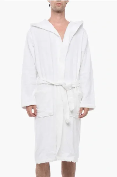 Armani Collezioni Emporio Terry-cotton Bathrobe With Hood In White