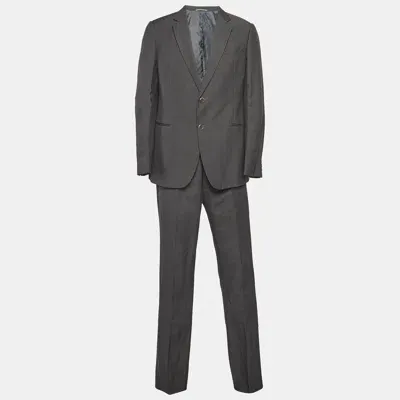 Pre-owned Armani Collezioni Grey Pinstripe Wool Blend Single Breasted Pants Suit Xl