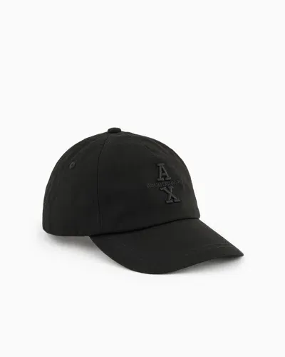 Armani Exchange Asv Faded Cotton Peaked Cap In Black