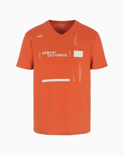 Armani Exchange Logo-print T-shirt In Orange