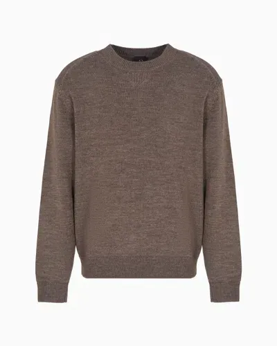 Armani Exchange Asv Yarn Crewneck Sweater In Brown