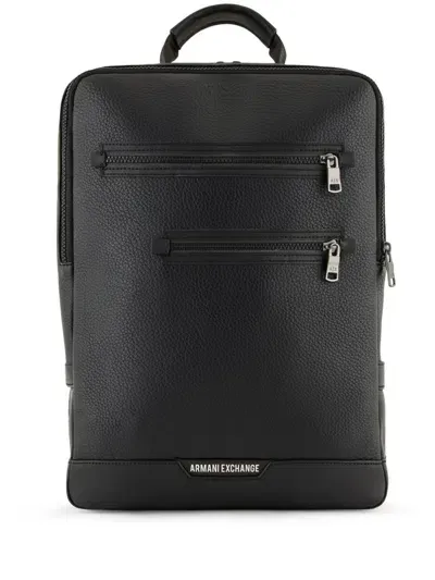 Armani Exchange Asv Zipped Laptop Backpack In 黑色